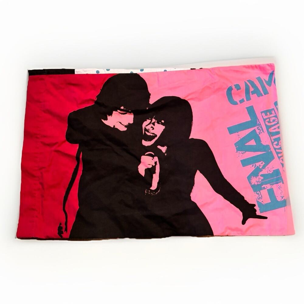 Camp Rock Disney Channel Pink Black Graphic Pillowcase Reversible